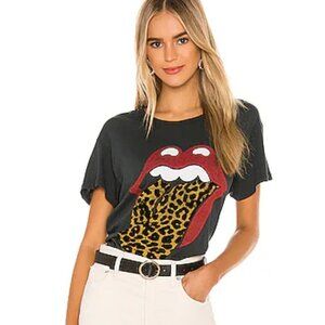 Daydreamer Free People Rolling Stones Leopard Tongue Tour Tee S Vintage Black